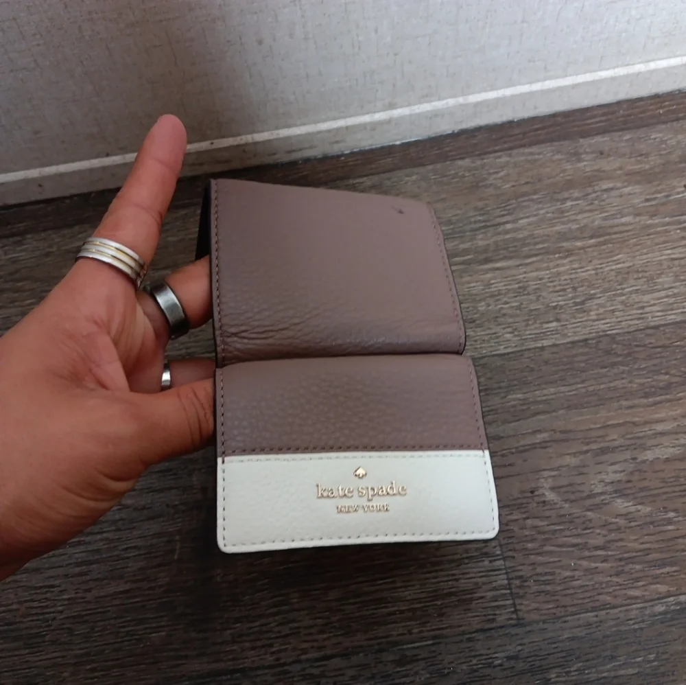 Kate Spade Jackson Color block Micro Trifold Snap Pebbled, Leather Wallet